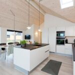 contemporary kitchen and dining with pendant lighting