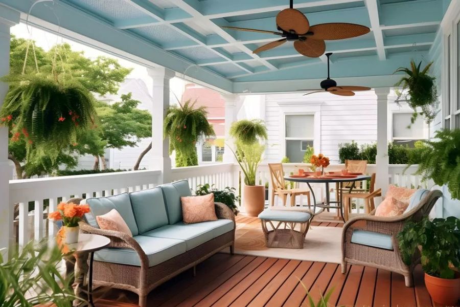 inexpensive porch ceiling idea