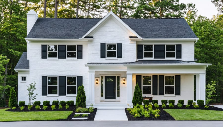 Exterior view of freshly painted house with perfect finish