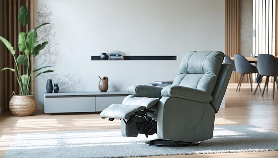 Sleek modern recliner glider with clean lines and premium upholstery in a minimalist living space
