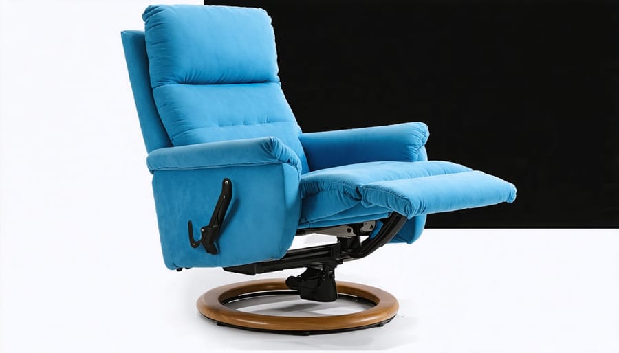 Contemporary recliner glider with visible power controls and USB ports