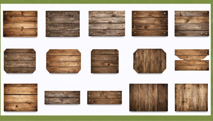 Various outdoor wood signs displaying different design styles including rustic, modern, and farmhouse aesthetics