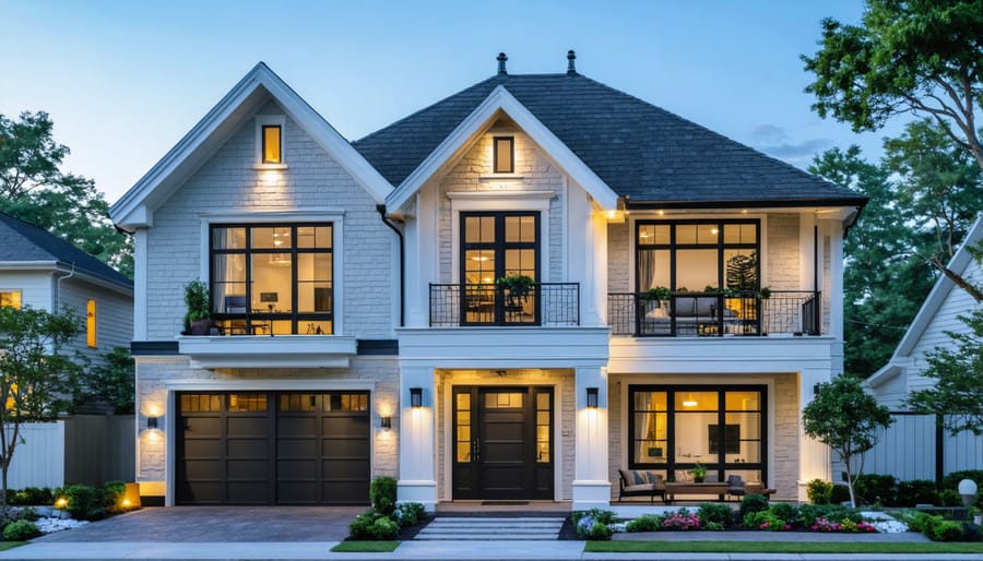 Young couple reviewing financial documents and rental property information at home