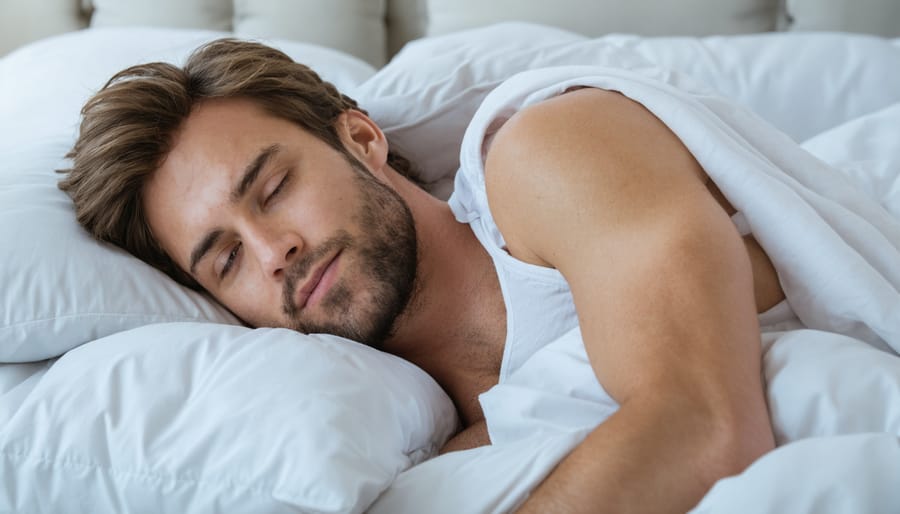 Close-up of moisture beads on temperature-regulating fabric showing advanced textile technology