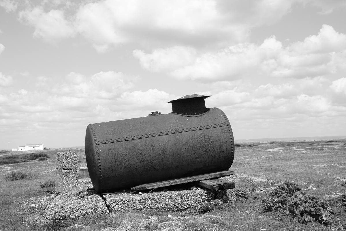 black metal water tank