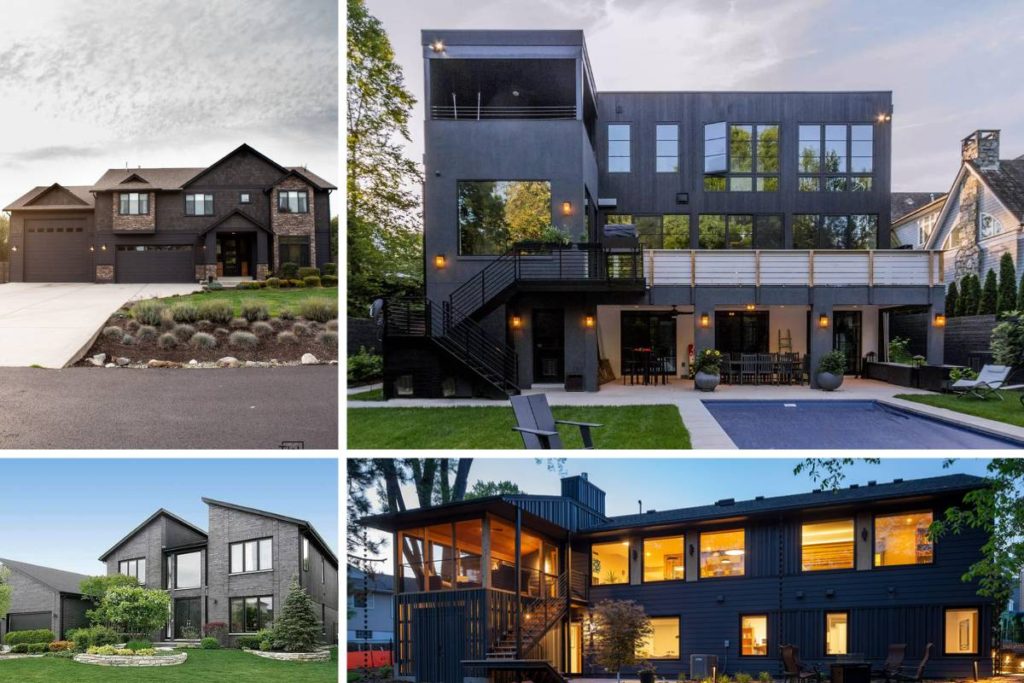 charcoal grey houses with black trim