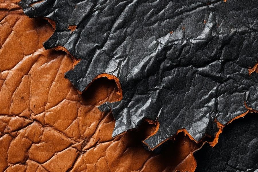 peeling worn synthetic leather