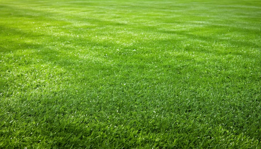Residential lawn showing signs of poor drainage and compacted soil with patchy grass growth