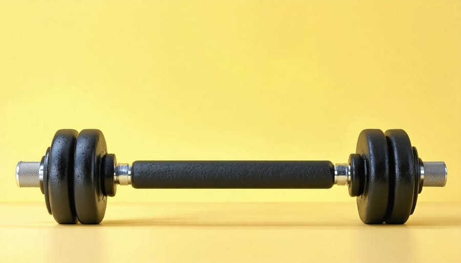 Person exercising with water jugs as makeshift weights in home setting