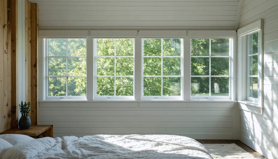 Large window installation in converted garage bedroom with natural light
