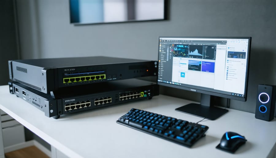 Professional-grade router and network security devices in home setting