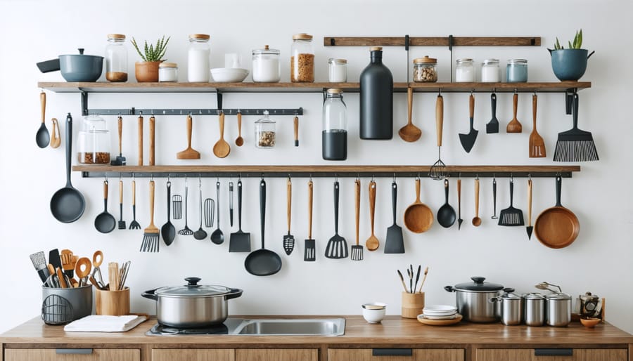 Hands holding collection of small everyday items that typically create household clutter