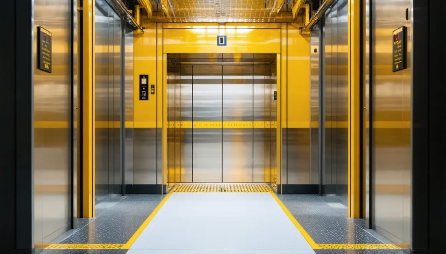 Close-up of hands inspecting Hoyer lift attachment points and safety mechanisms