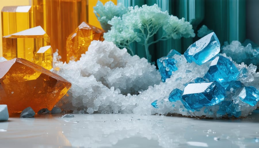 Close-up of mineral scale buildup inside a copper cooling system pipe