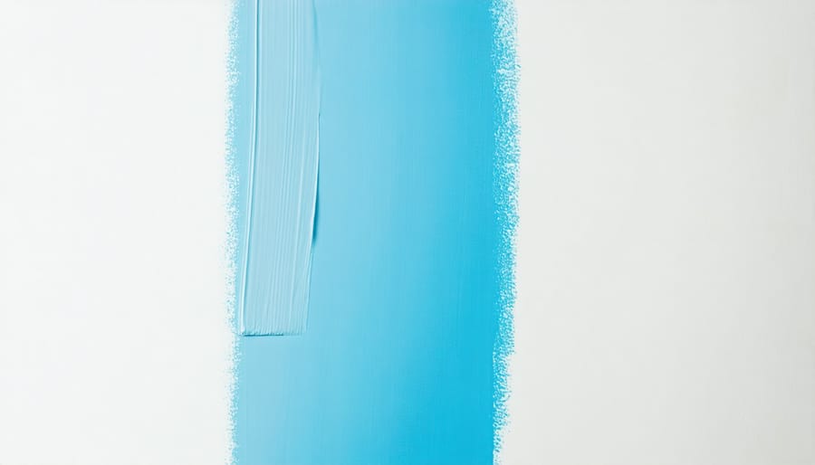 Close-up of hand applying painter's tape to create clean line between two wall colors