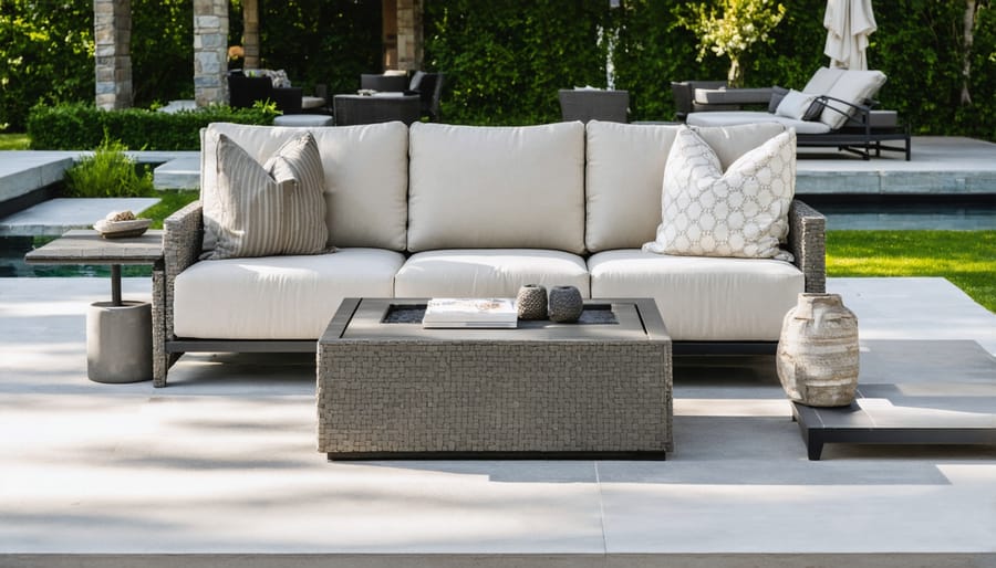 Close-up of high-quality teak wood furniture joint showing premium construction