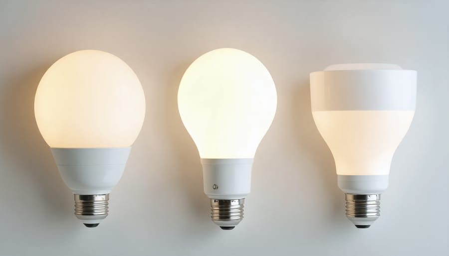 Three types of smart lighting products including smart bulb, wall switch, and integrated fixture