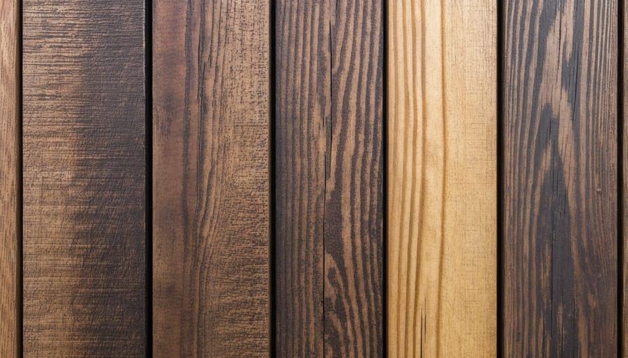 Close-up of wooden floorboards in a modern home interior showing natural wood grain and joints