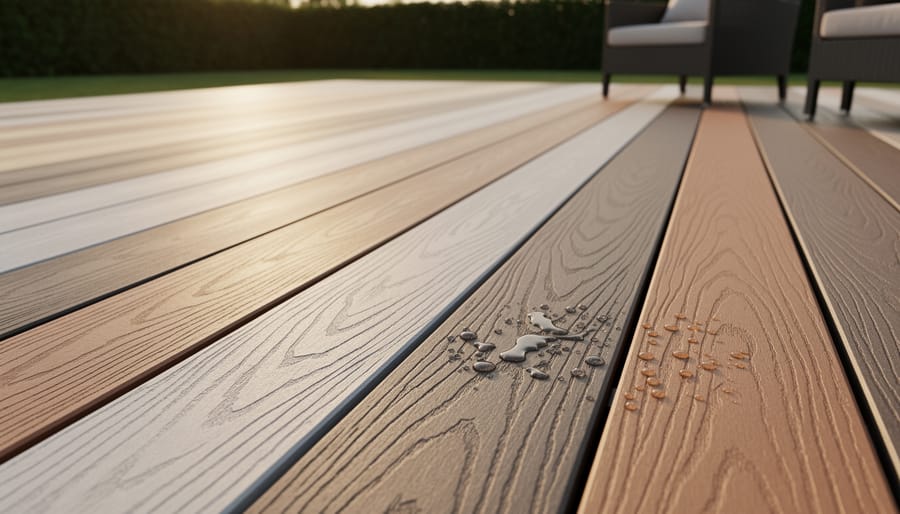 Composite deck boards showing realistic wood-grain texture pattern