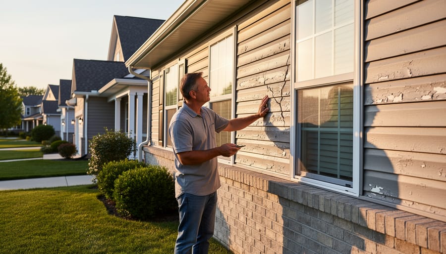 Homeowner performing safety inspection of HVAC system components