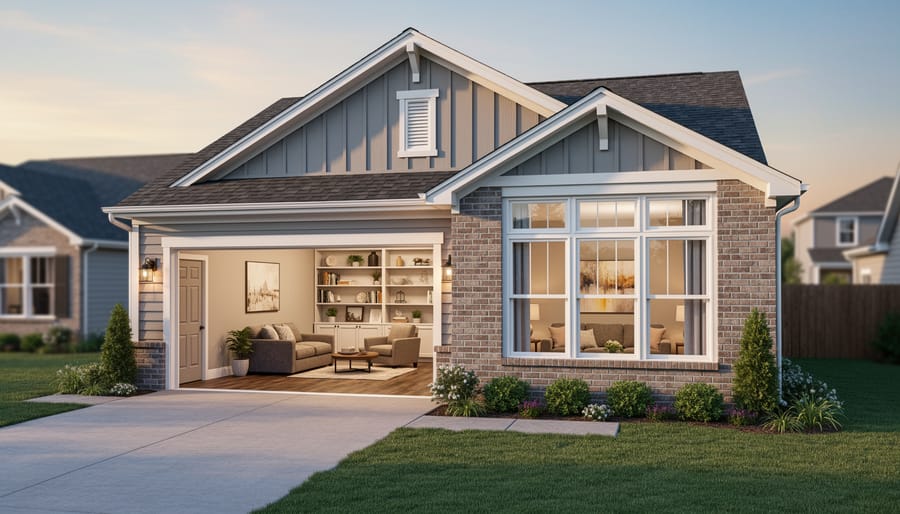 Converted garage interior transformed into bright modern home office space