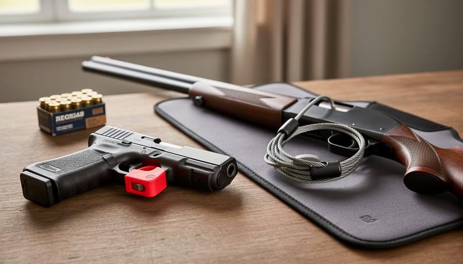 Person using stud finder on wall to locate proper mounting location for gun safe installation