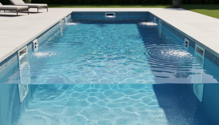 Overhead view of pool water showing circulation patterns and water flow